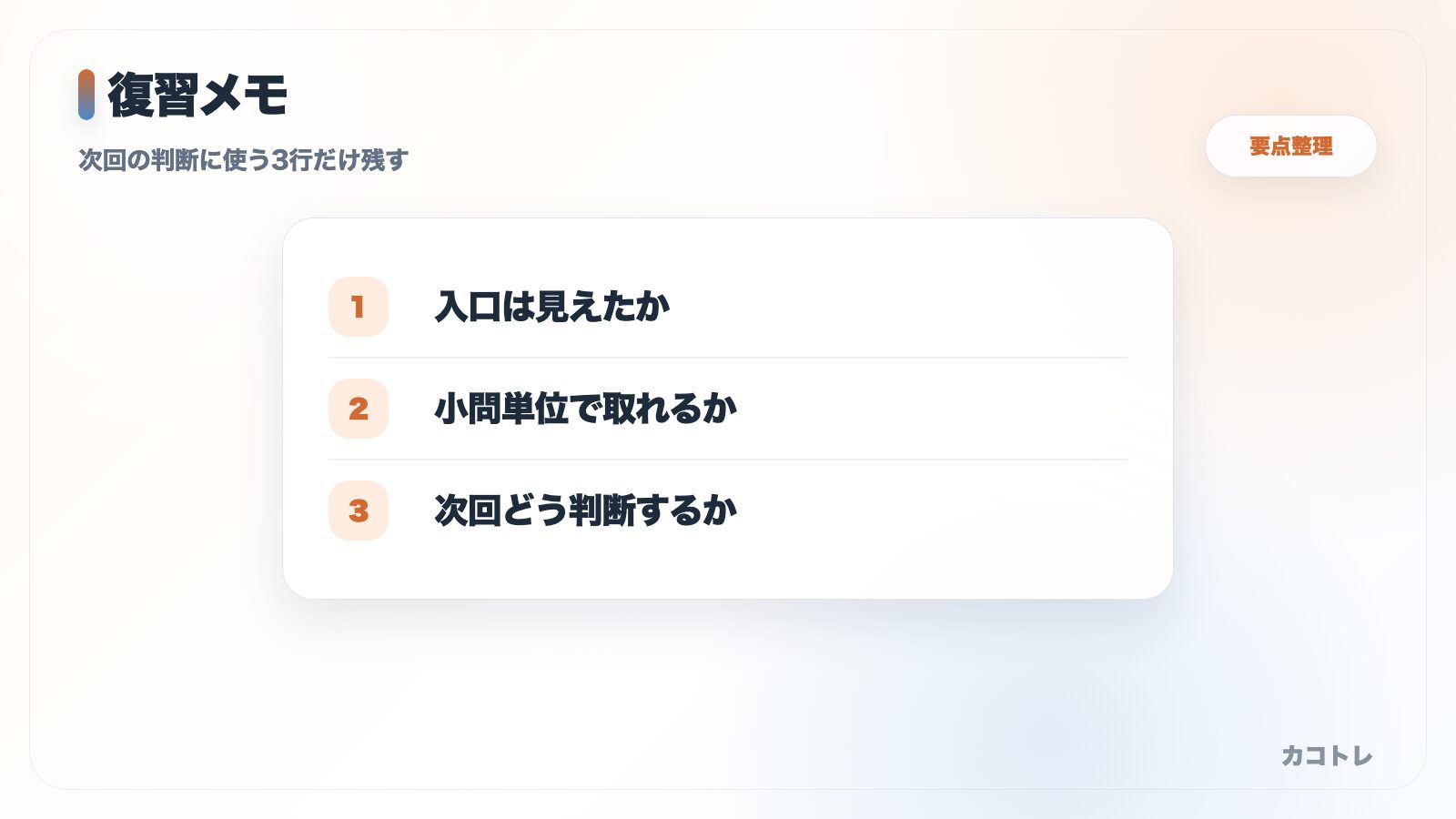 B問題復習の3行メモ図